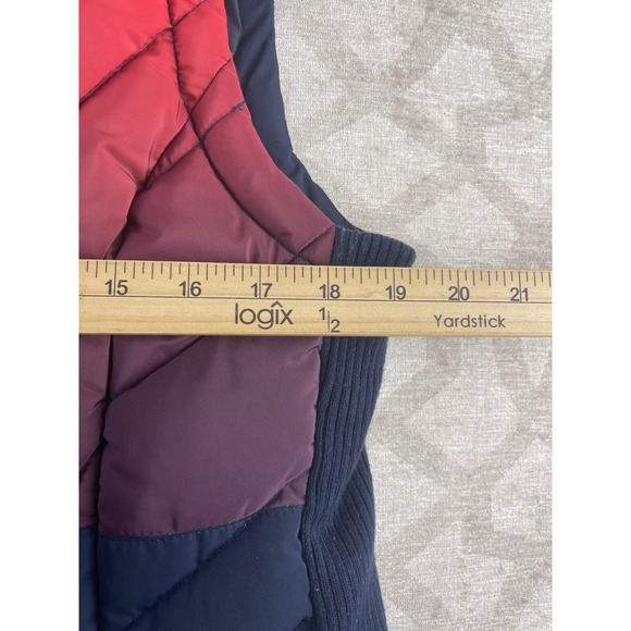 Tommy Hilfiger Women Quilted Puffer Vest Colorblock Full Zip Navy Red Gray Large - Picture 3 of 8